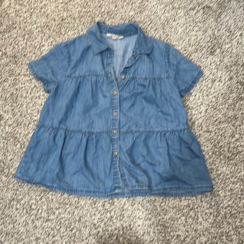 Madewell denim button down top, flowy (xs)